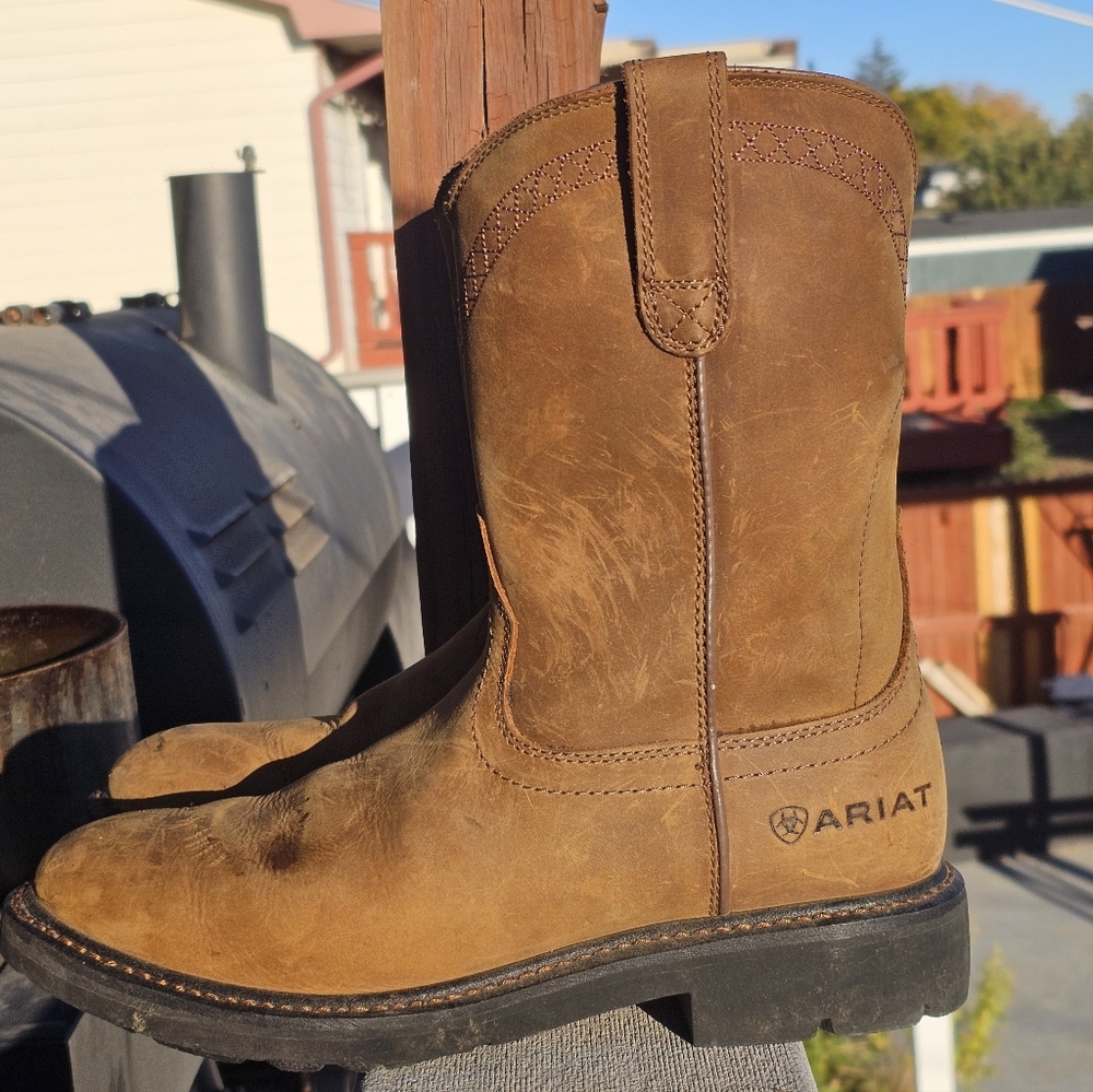 Mens Ariat Work Brown Western Cowboy Boots - Picture 8 of 14
